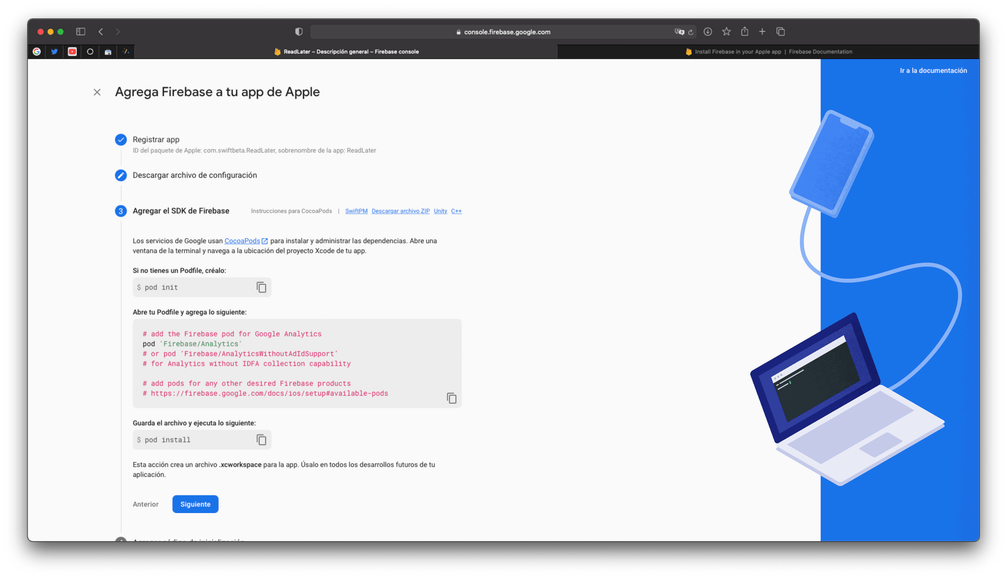 Agregamos el SDK de Firebase, en nuestro caso vamos a usar Swift Package Manager