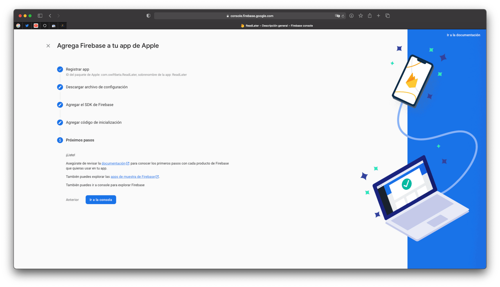 Hemos finalizado la integración de nuestra app de Firebase con Xcode