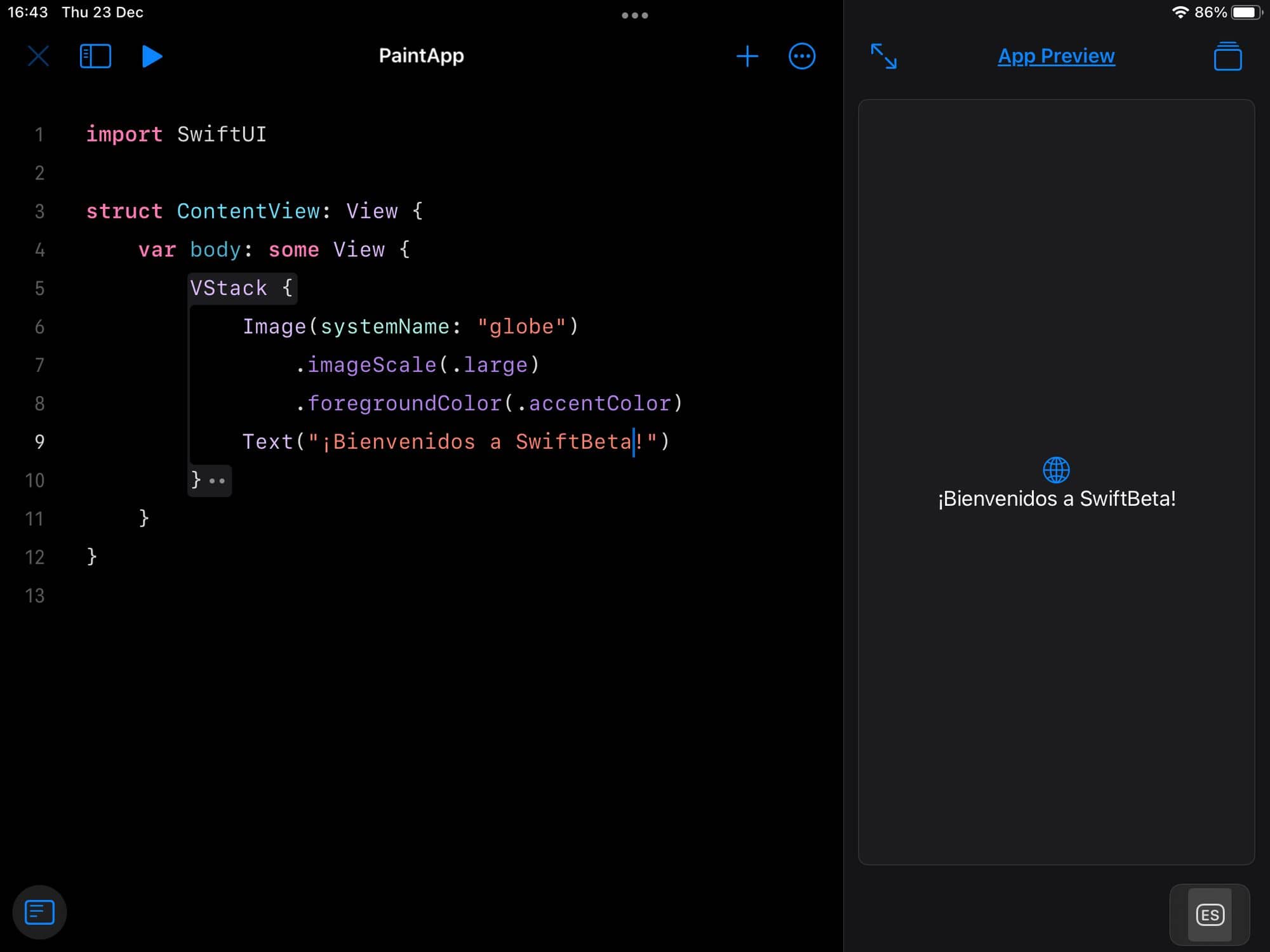 Button de cerrar App en Swift Playgrounds 4 en iPad