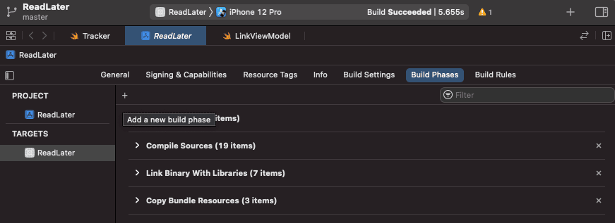 En Xcode vamos a Build Phases y creamos un build phase nuevo