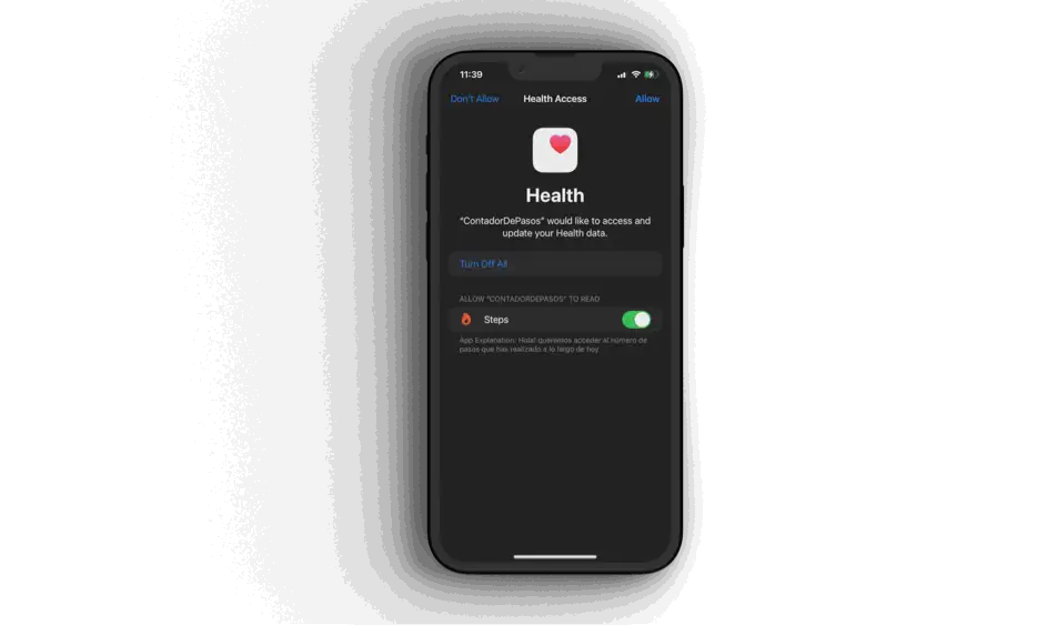 Vista nativa para tener acceso a los datos de HealthKit