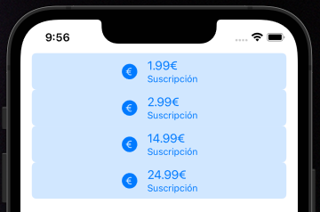 Simulador mostrando subvistas apiladas dentor de un UIStackView