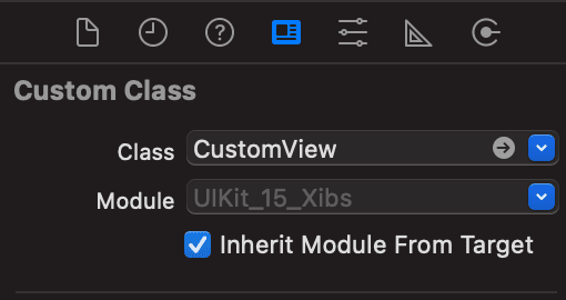 La UIView que acabamos de añadir le asignamos la clase CustomView