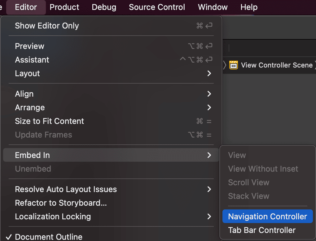 Añadir un NavigationController al ViewController usando el Storyboard