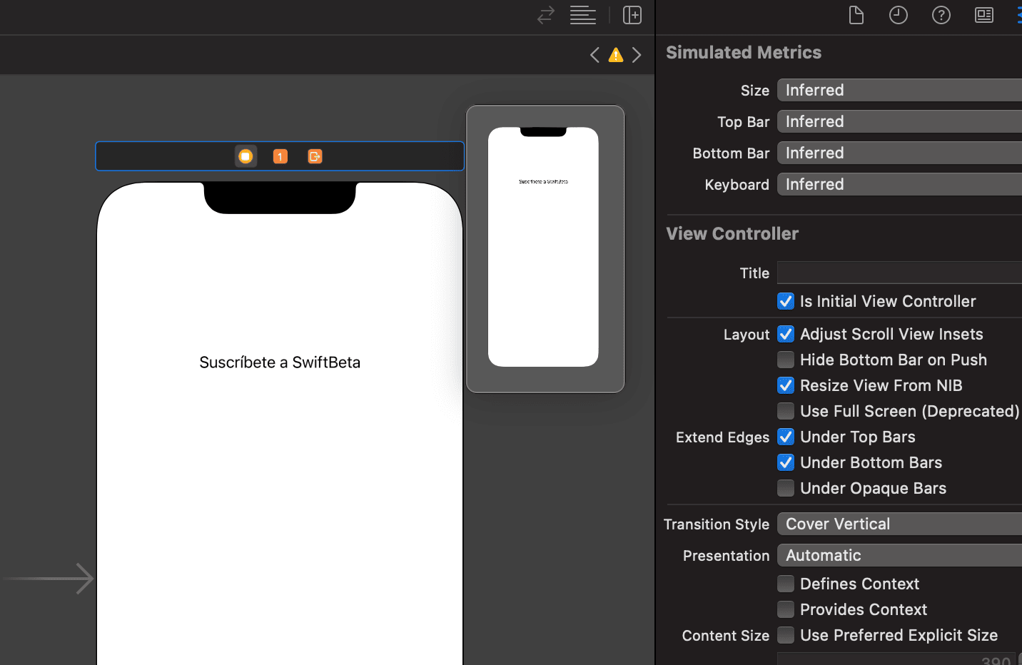 Añadimos un UILabel a nuestro ViewController del Storyboard2