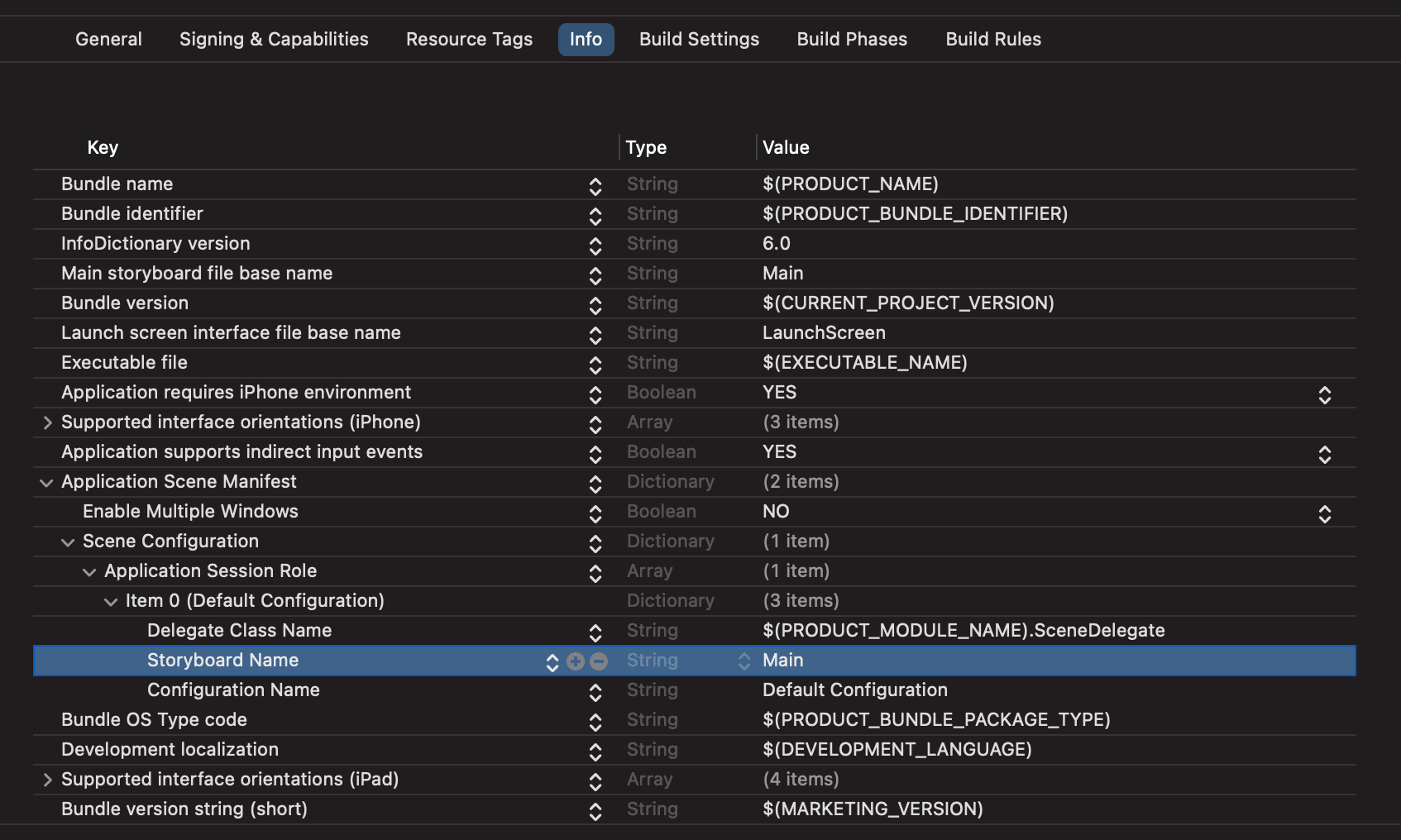 Borramos la key dentro del Info.plist que hace referencia a nuestro Storyboard