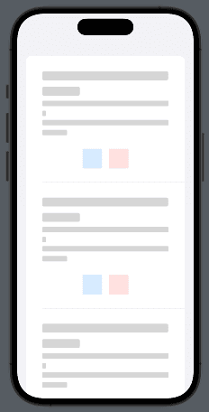 List mostrando el esqueleto de la vista en SwiftUI