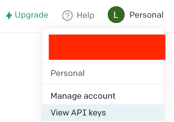 Una vez creada la cuenta en openai.com, podemos ir a la sección de API keys