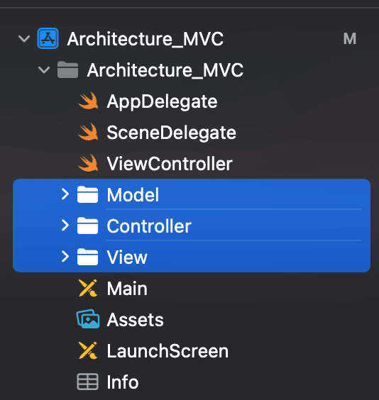 Estructura de carpetas con la arquitectura MVC en Swift