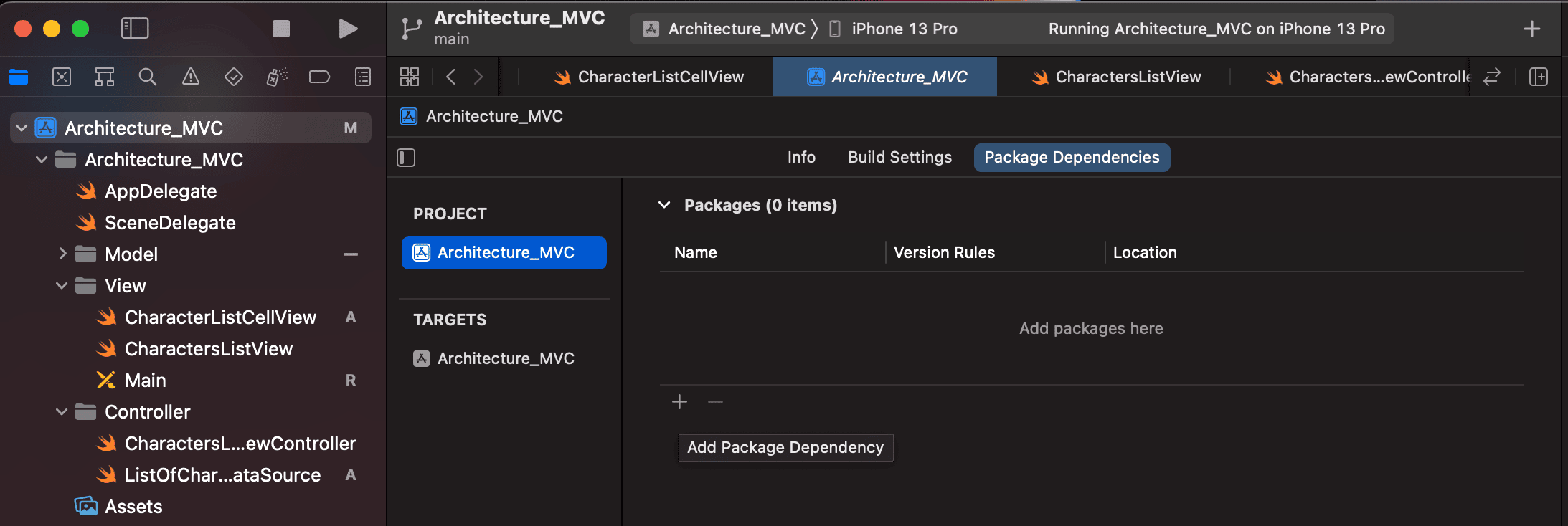 Añadimos dependencia con Swift Package Manager en Xcode