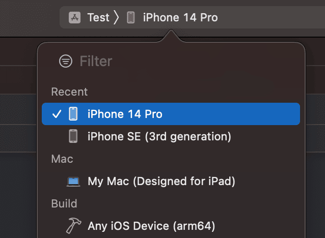 Simuladores instalados en Xcode