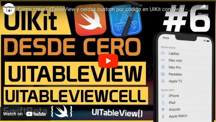 Aprende a crear UITableView y UITableViewCell en Swift con UIKit