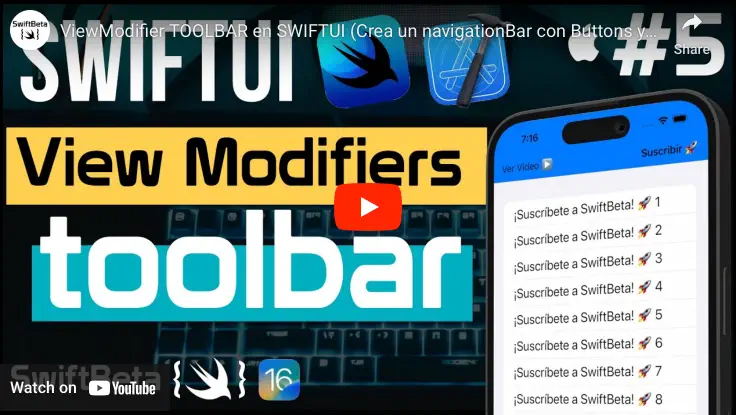 Aprende a usar el ViewModifier toolbar en SwiftUI